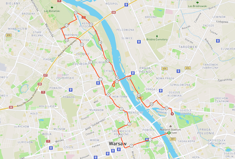 Strecke Warschau